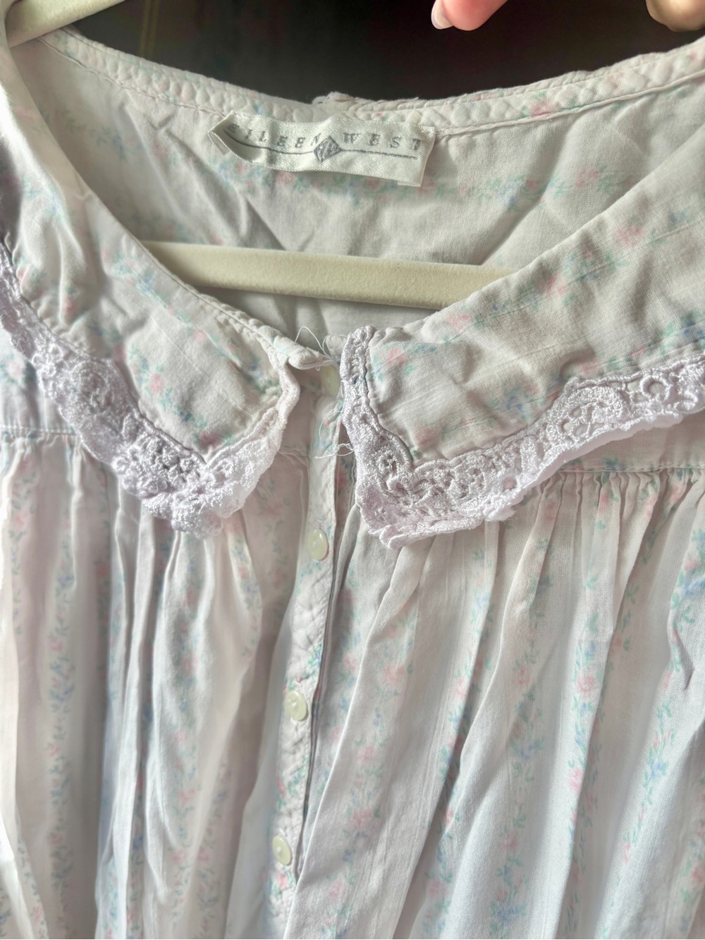 vintage 90s eileen west floral lace prairie nightgown cottagecore tradwife l/xl - Picture 8 of 12